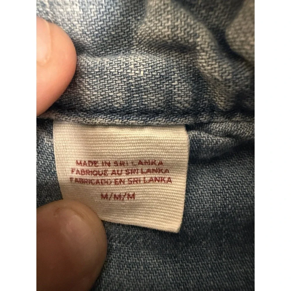 Levis Mens Relaxed Fit Western Denim Shirt Medium Wash Pearl Snap Blue Medium